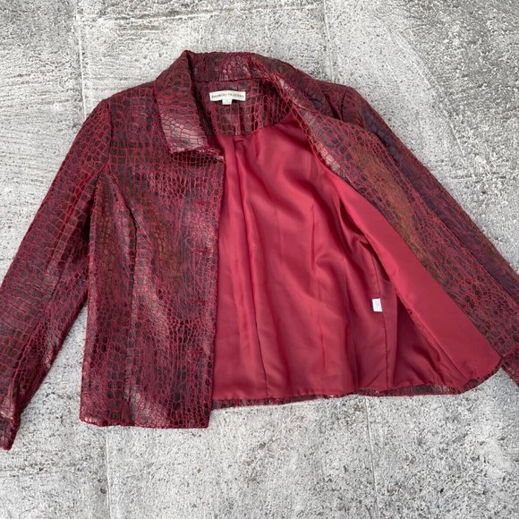 Bamboo Traders Women Jacket Red Faux Leather Man Made Material Coat Size M - Picture 4 of 7